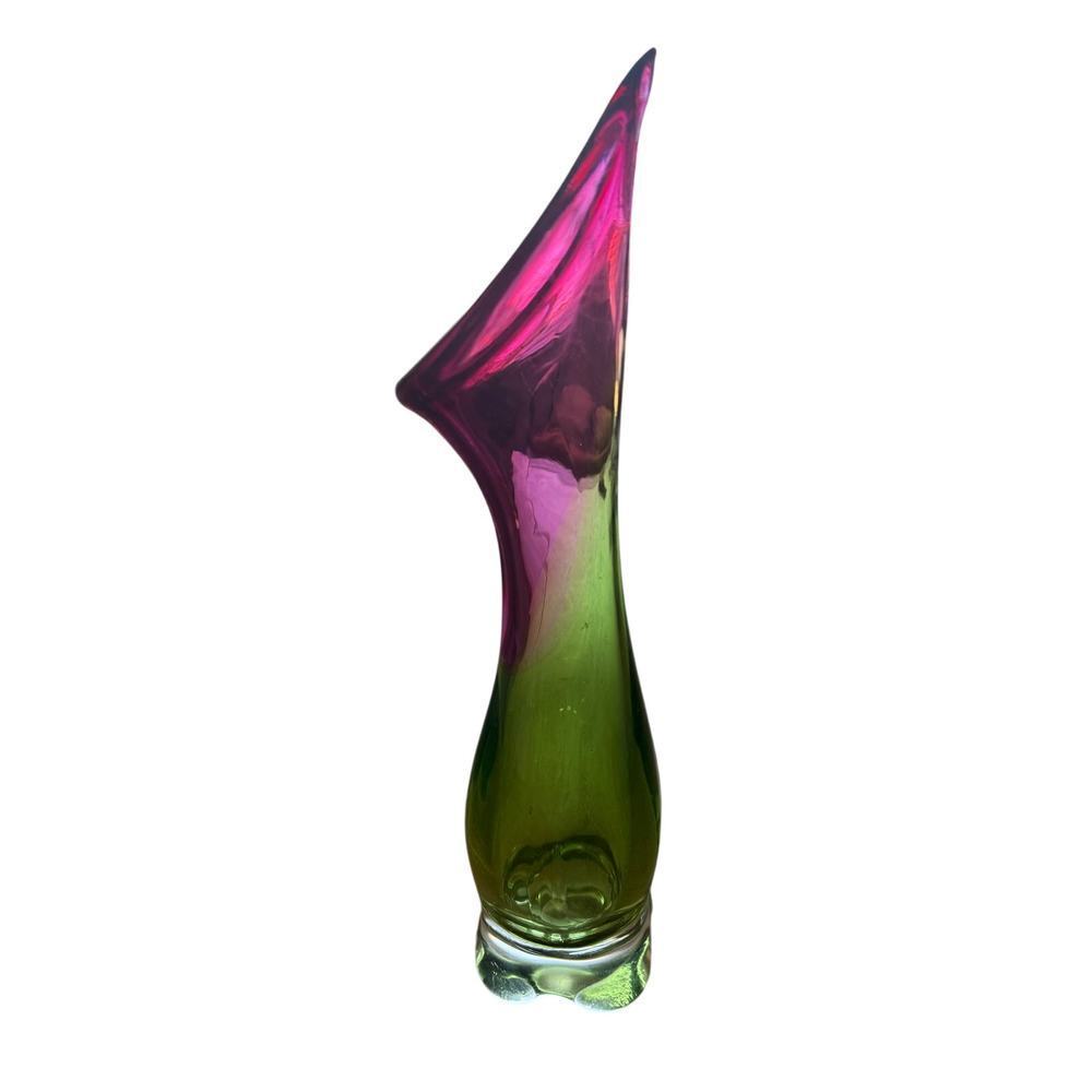 Vintage Murano Pink to Green Italian Vase